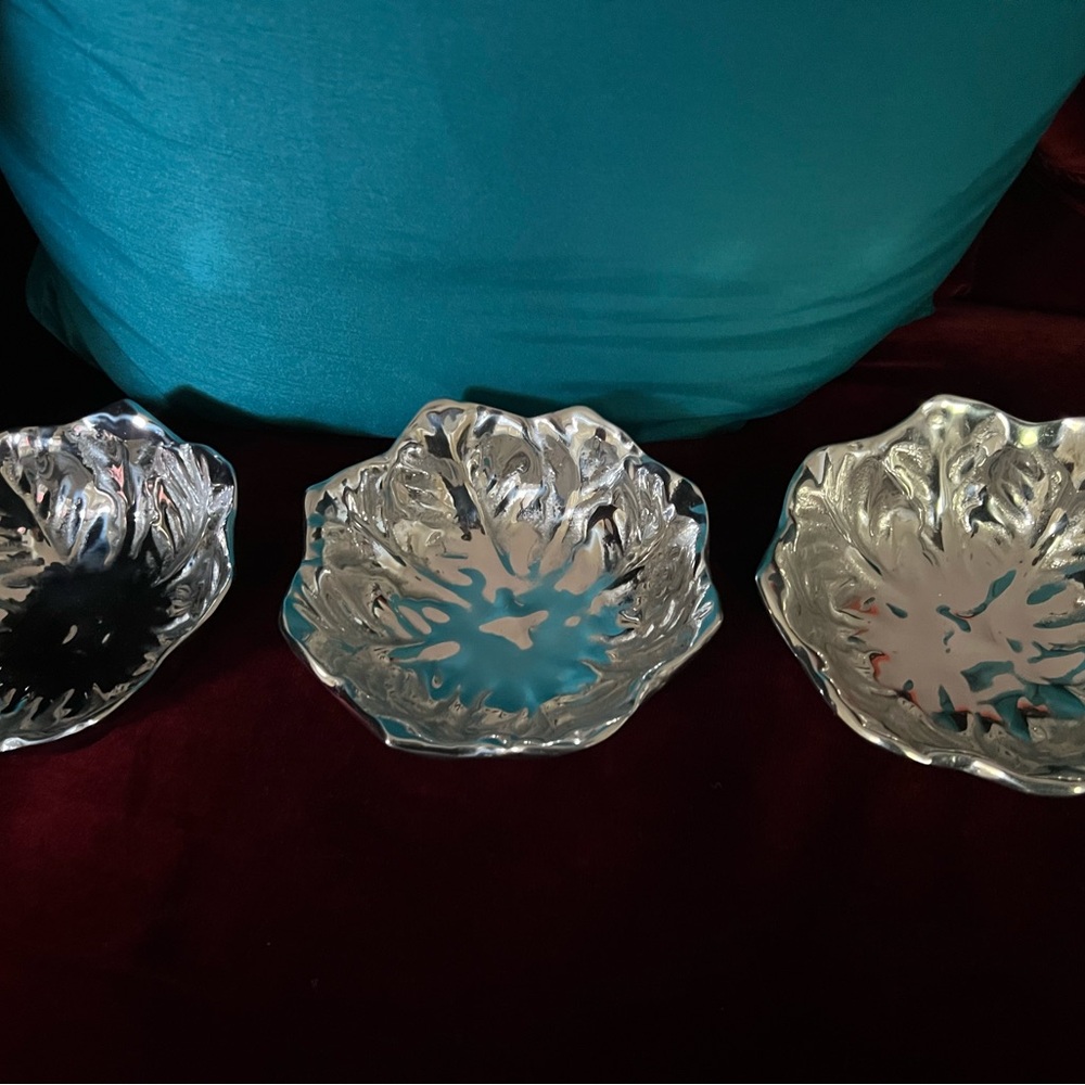 NWOT Old Town Imports Pewter Salad Bowl Lettuce Silver Colored 6.75” Diameter